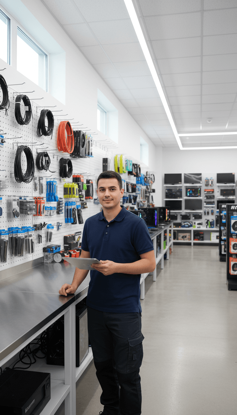 Customer dropping off computer for repair